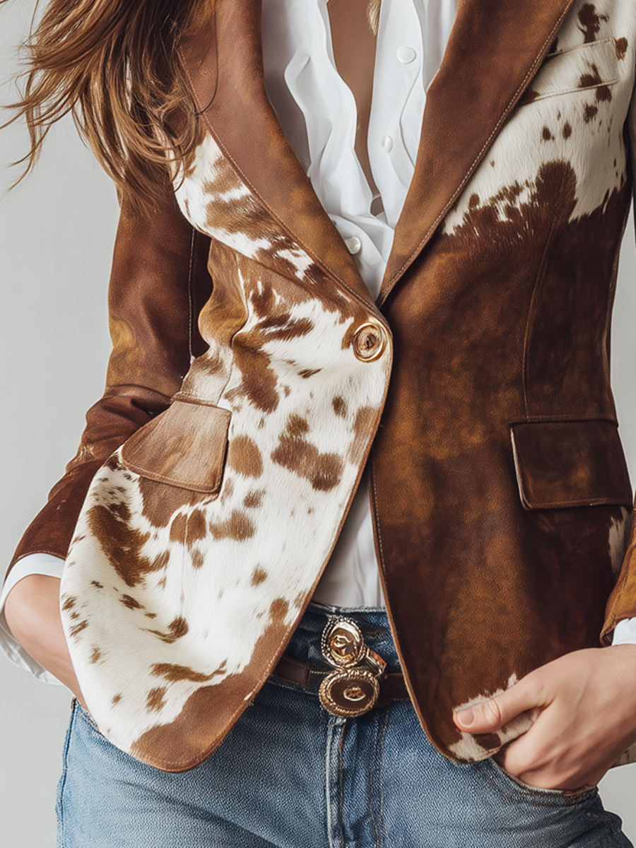 Agathe | Vintage-Blazer mit Kuhdruck, umweltfreundlich