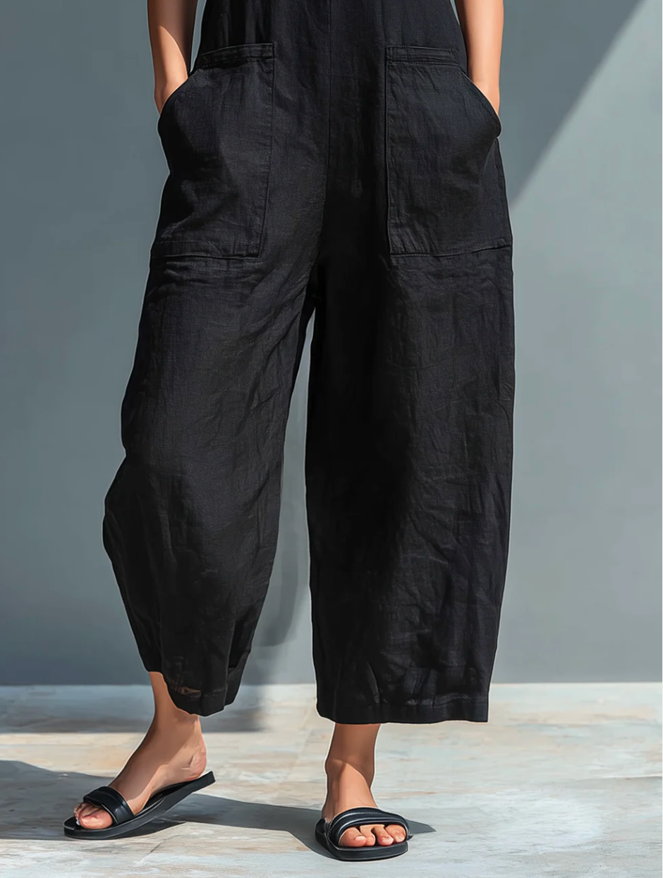 DZIWISŁAWA | Leinen-Jumpsuit mit Knopfleiste