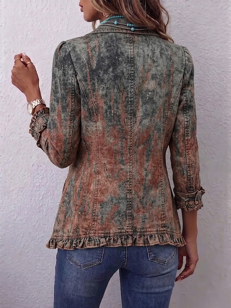 Flavie | Vintage-Jacke mit Texturverlauf und Rüschen