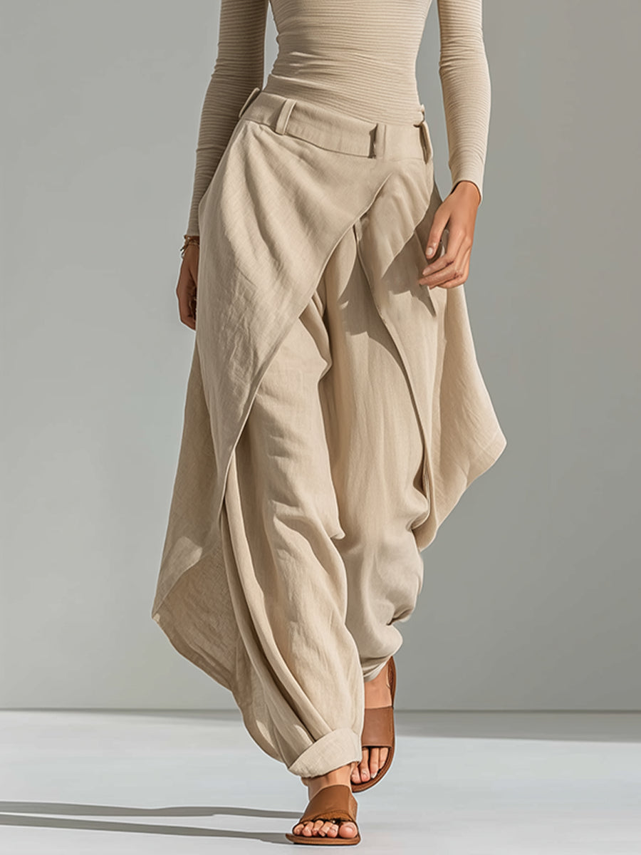 Éveline | Beige Oberteil mit Bootsausschnitt und weitem Rock mit Volants