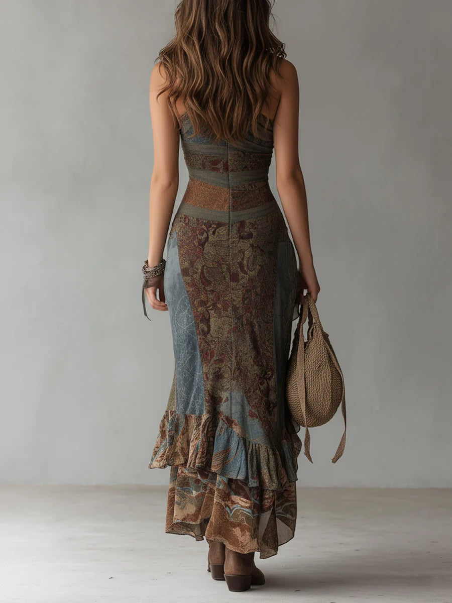 Arielle | Maxikleid Asymmetrisch mit Ethno-Print