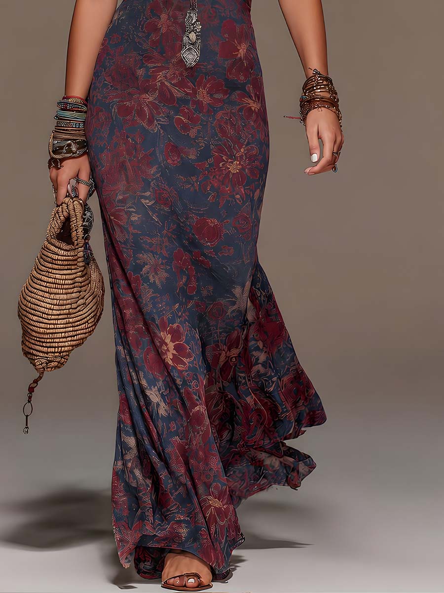 Alexandrine | Maxikleid aus Spitzenstoff mit Halterneck