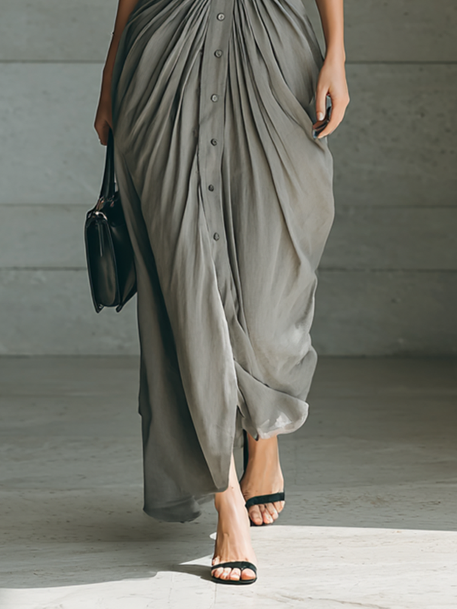 Zéphyrine | Plissierte Lange Robe