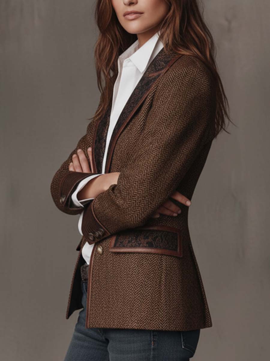 Gisèle | Blazer mit Chevron-Druckeinsätzen
