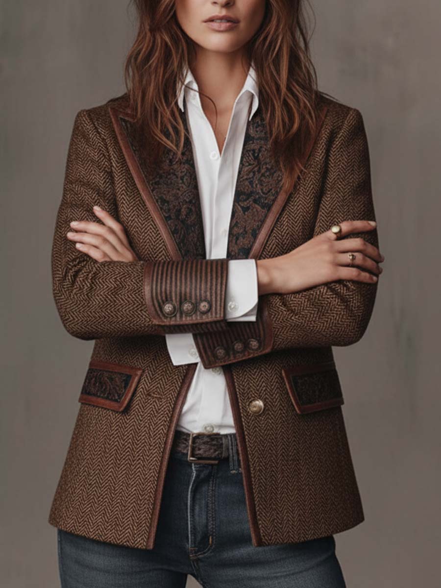 Gisèle | Blazer mit Chevron-Druckeinsätzen