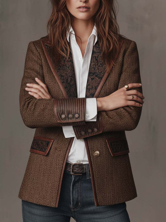 Gisèle | Blazer mit Chevron-Druckeinsätzen