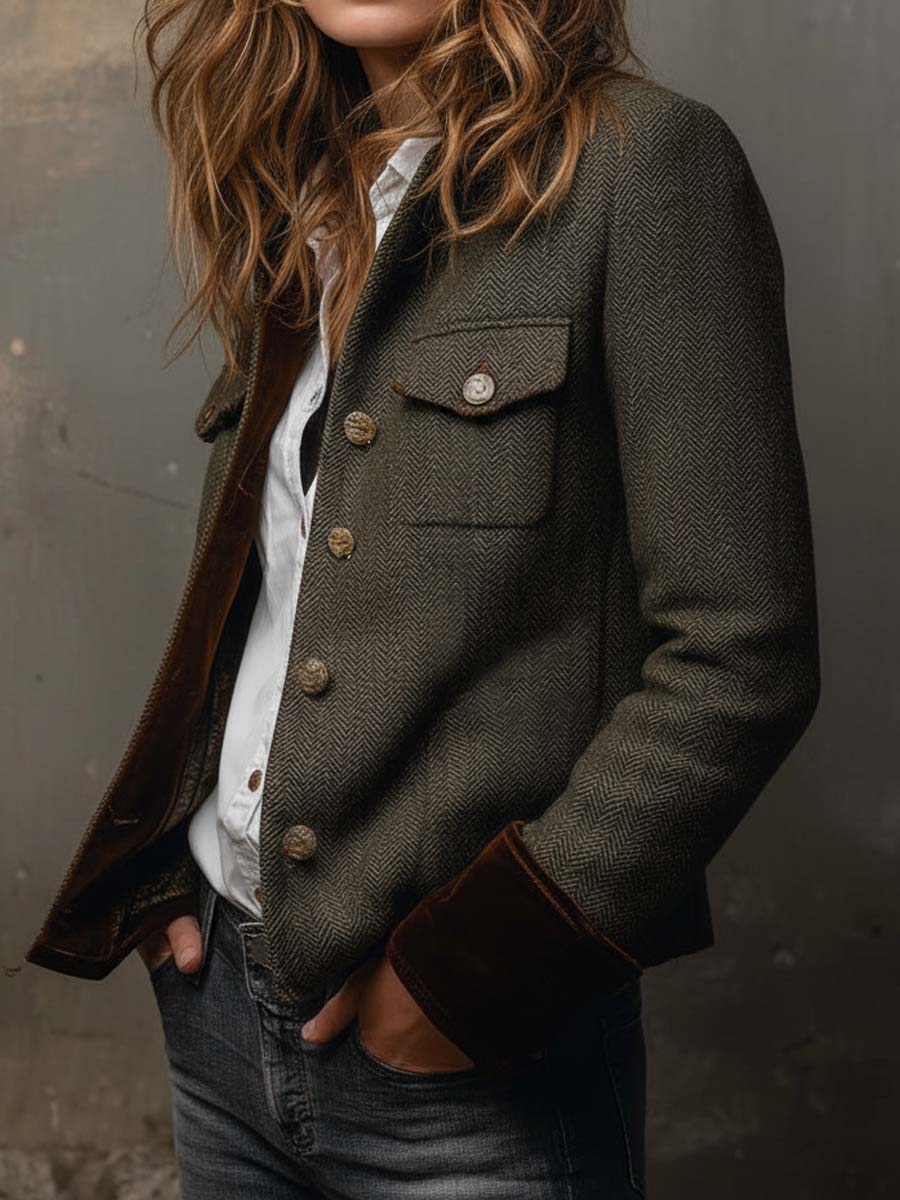 Honorine | Vintage Blazer mit Kontrast-Paspeln