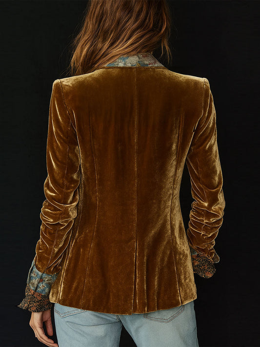 Marcelline | Blazer Patchwork Bedruckt Blumen Vintage