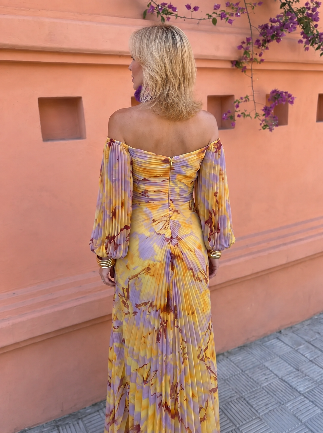 Margaux | Lange Blumenkleid mit tiefem Ausschnitt