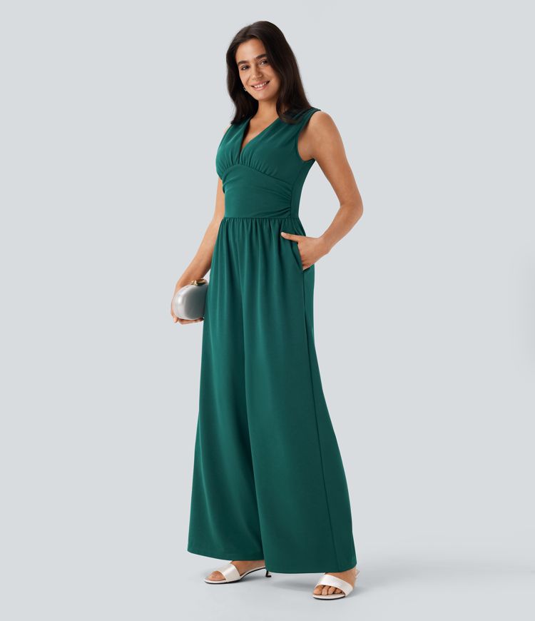 VALERIE – Eleganter Jumpsuit mit V-Ausschnitt und Taschen