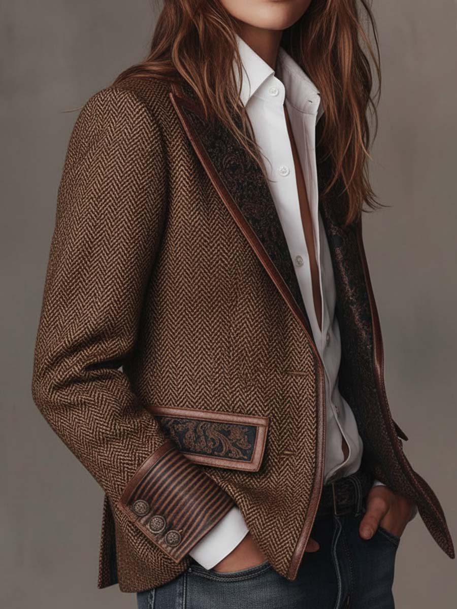 Gisèle | Blazer mit Chevron-Druckeinsätzen