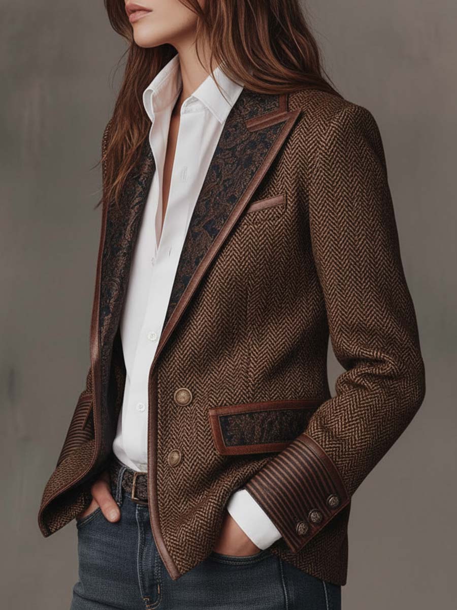 Gisèle | Blazer mit Chevron-Druckeinsätzen