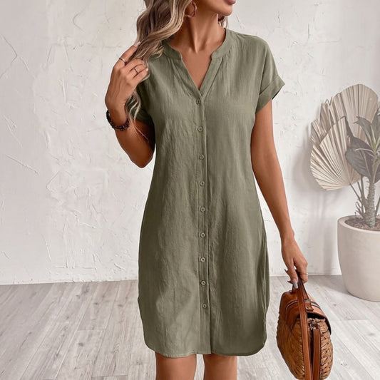 Tess | Elegantes und bequemes Leinen-Hemdblusenkleid