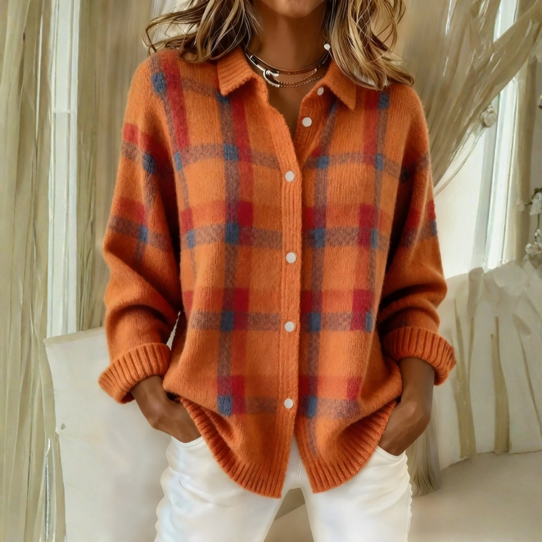 Olivia | Strickjacke mit Karomuster