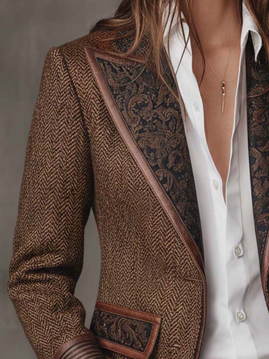 Gisèle | Blazer mit Chevron-Druckeinsätzen