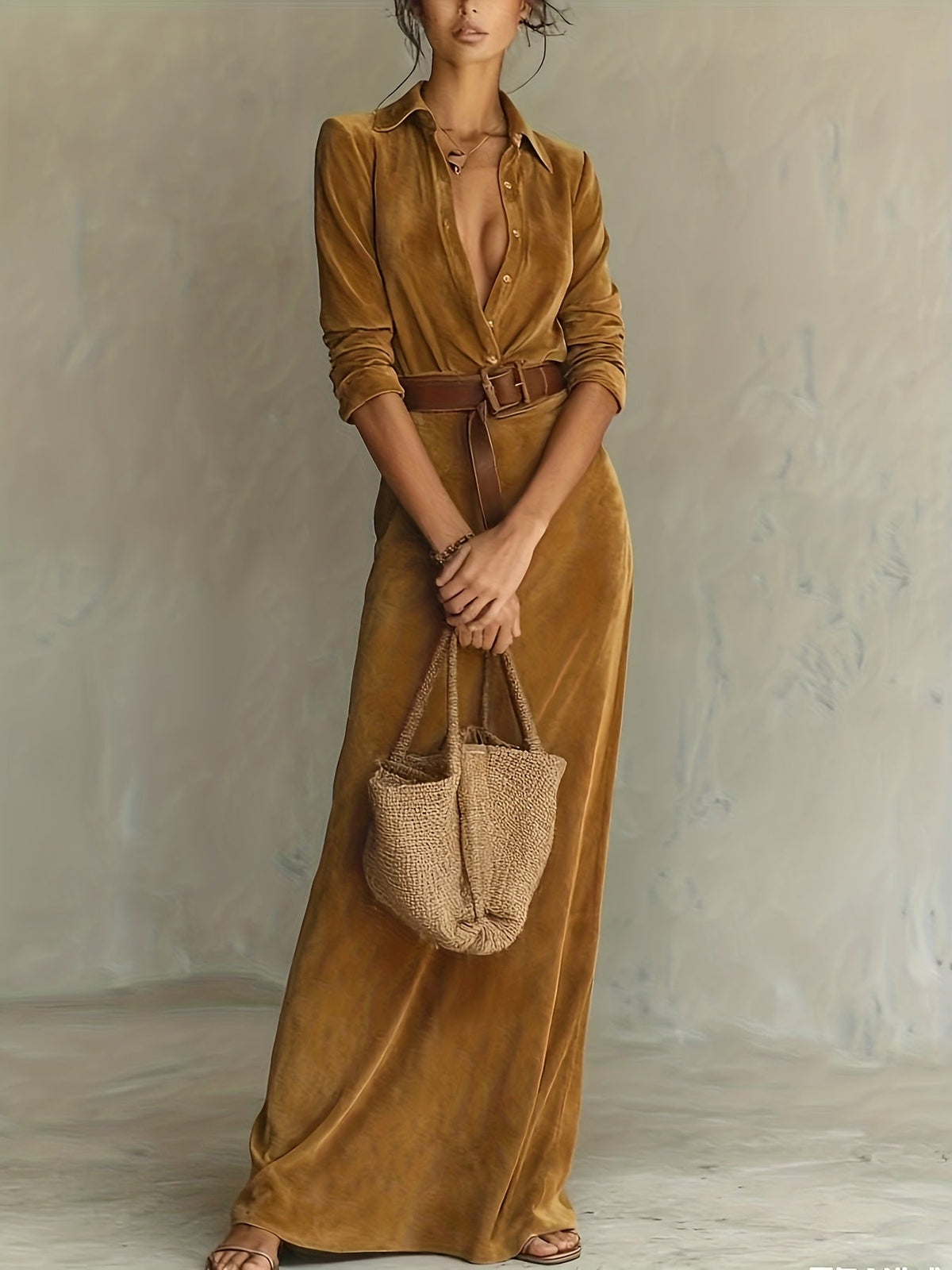 Aurélia | Elegantes Kleid in Wildlederoptik mit Gürtel