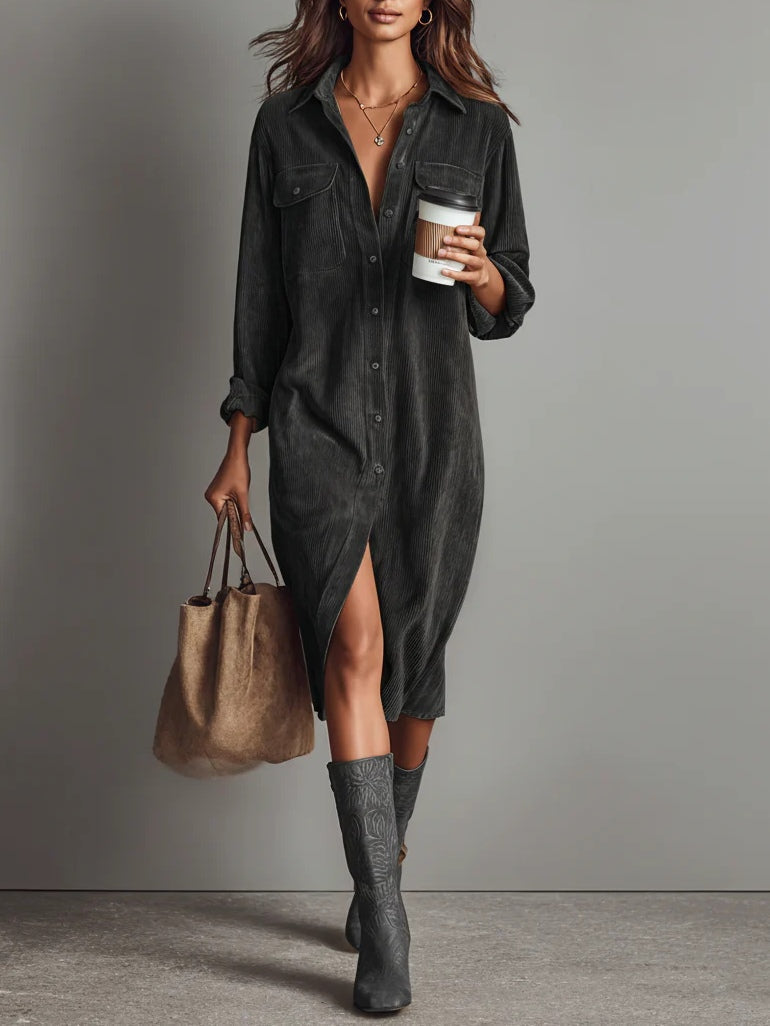 Claire | Midi Kleid aus Rippvelours