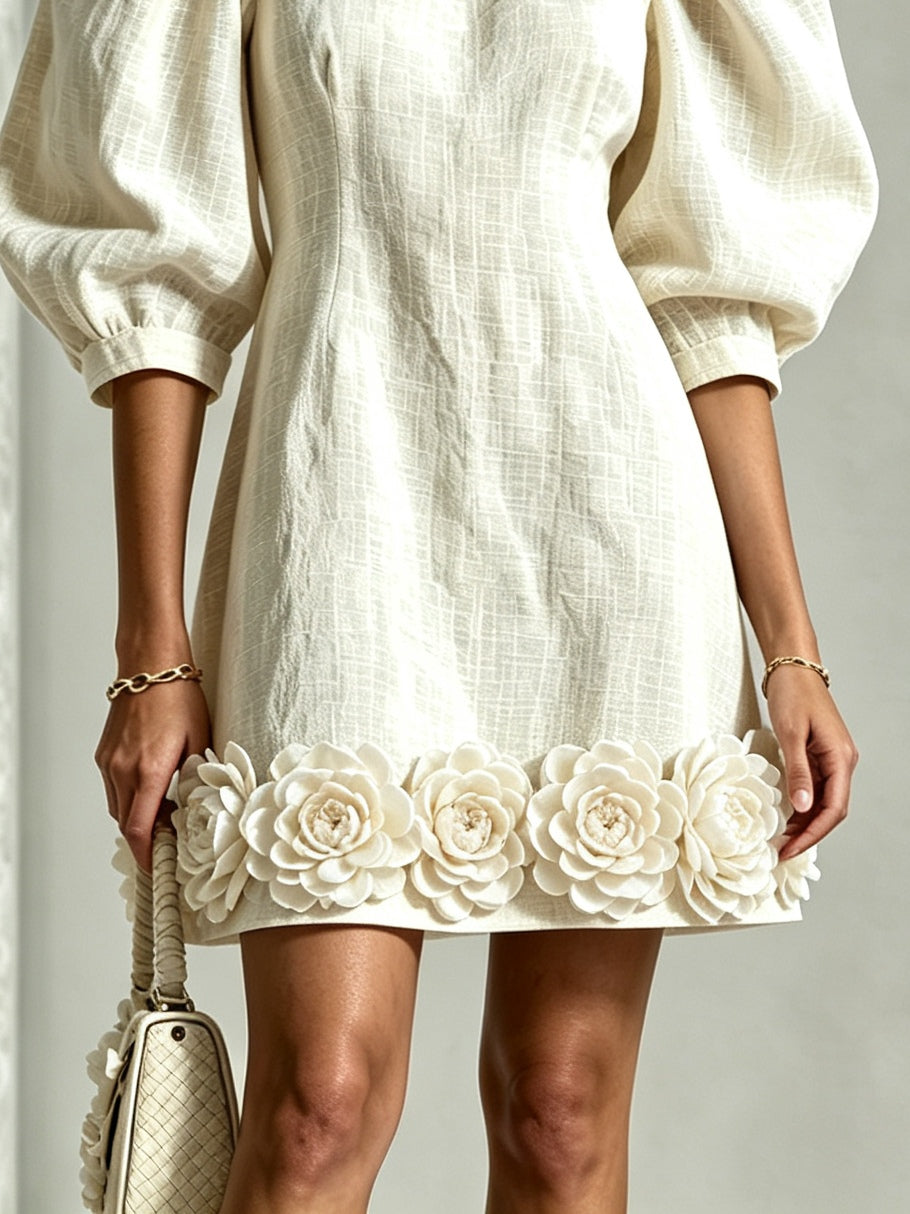 Hélène | Chic Blumenkleid mit Puffärmeln