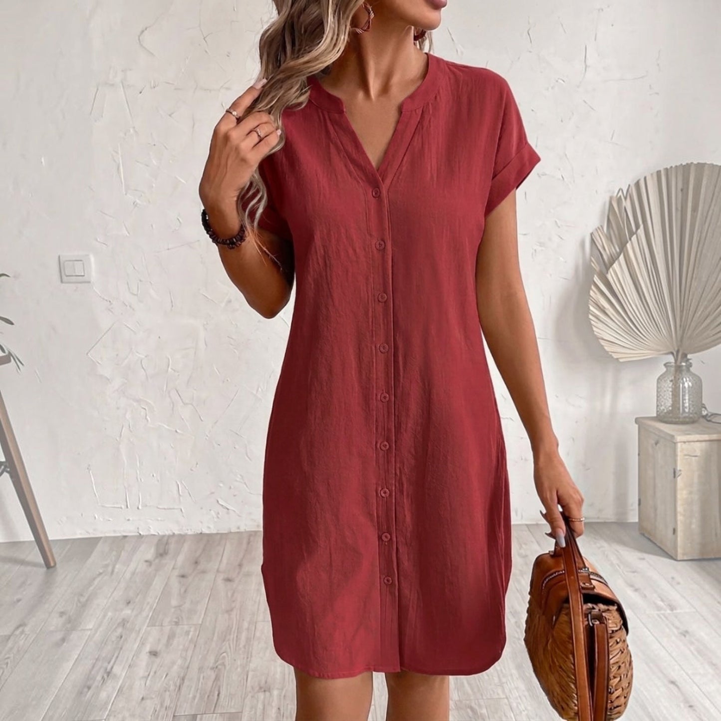 Tess | Elegantes und bequemes Leinen-Hemdblusenkleid