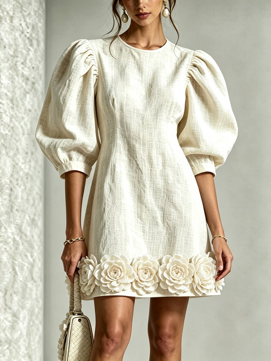 Hélène | Chic Blumenkleid mit Puffärmeln