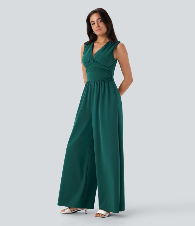 VALERIE – Eleganter Jumpsuit mit V-Ausschnitt und Taschen