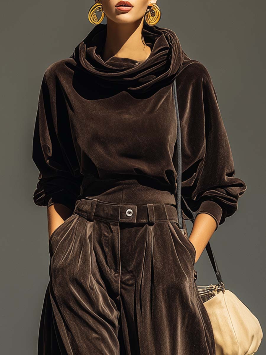 Capucine | Vintage-Samtset mit Hoodie und weiter Hose – inklusive Gürtel
