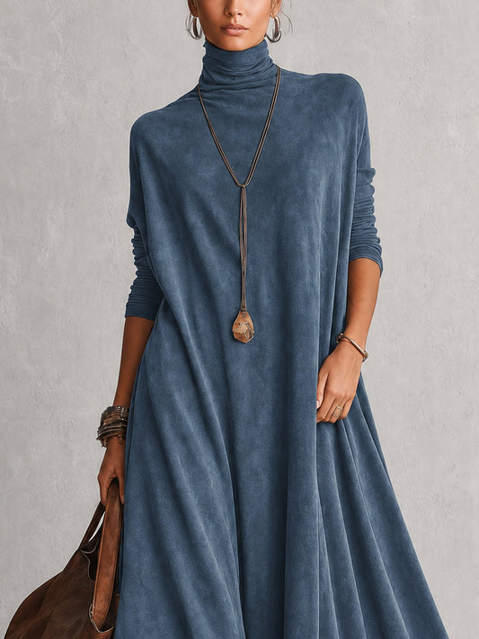 PETRA | Langes Kleid mit Wildleder-Effekt und Spitzenrand