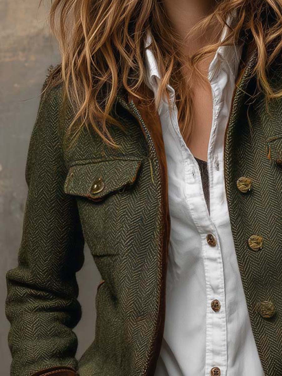 Honorine | Vintage Blazer mit Kontrast-Paspeln