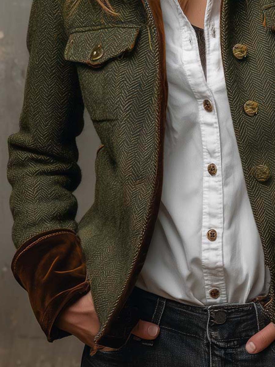 Honorine | Vintage Blazer mit Kontrast-Paspeln