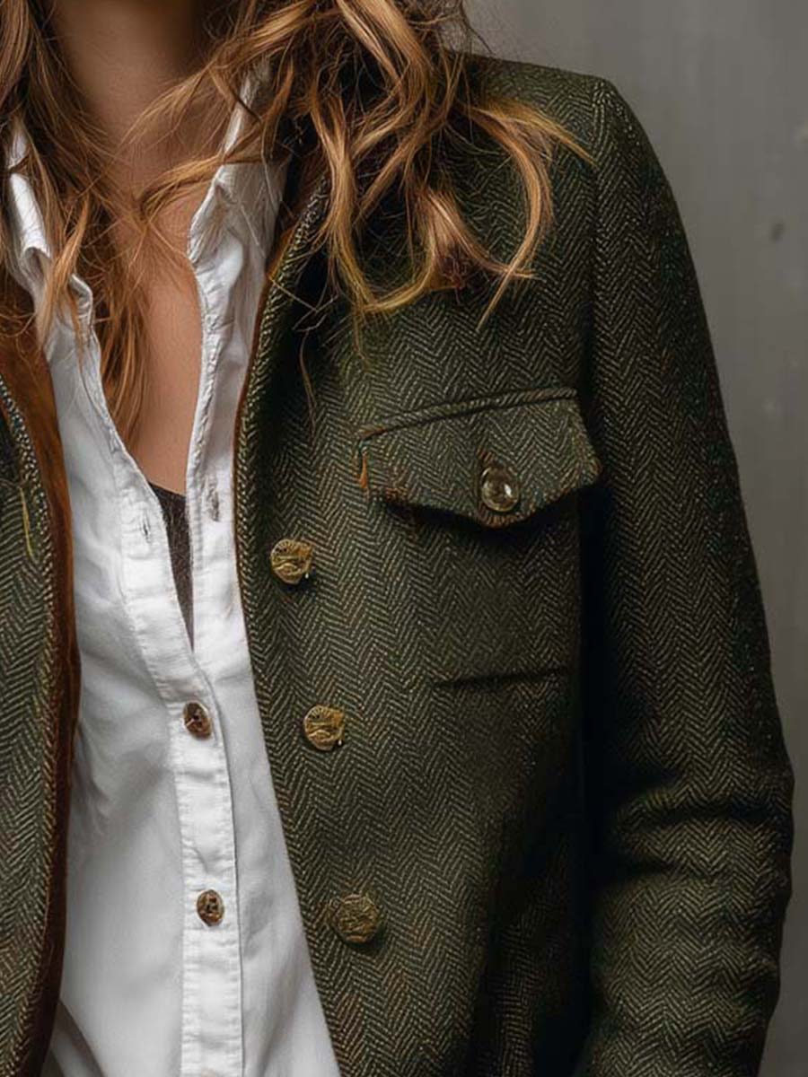 Honorine | Vintage Blazer mit Kontrast-Paspeln