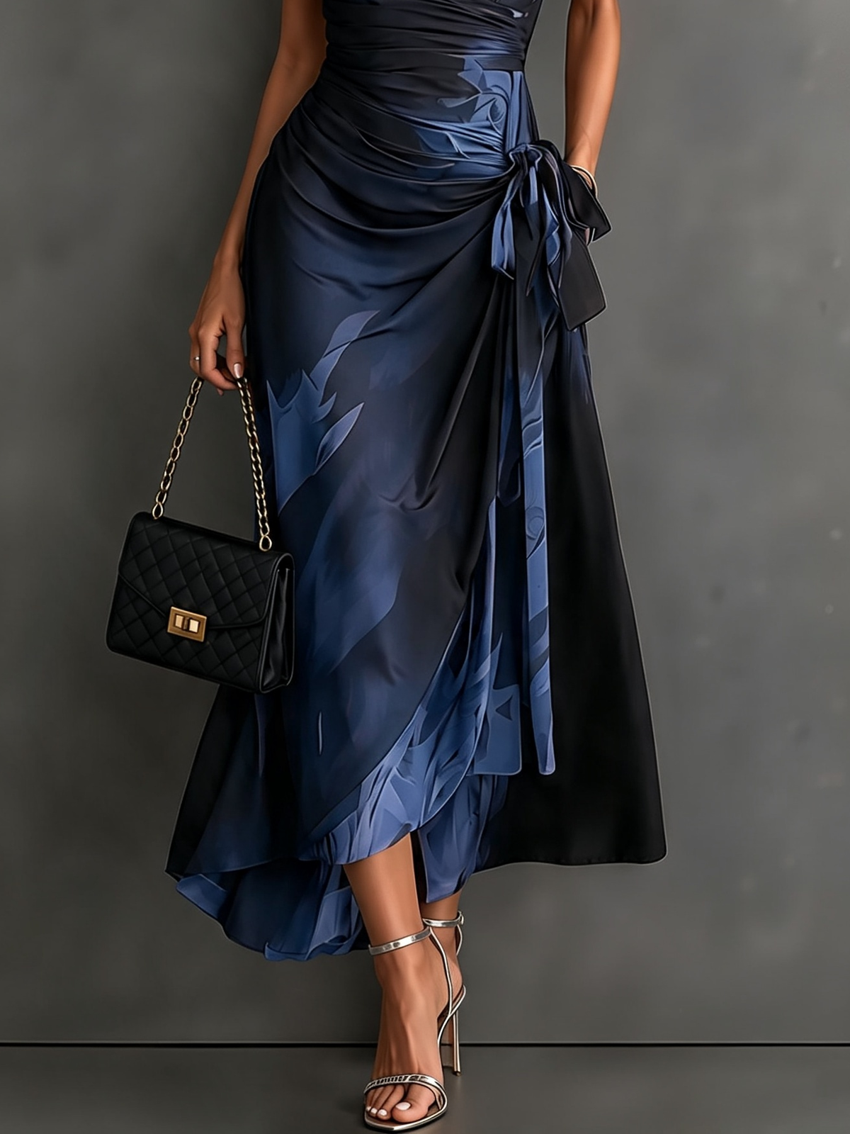 Victorine | Gedrucktes Rot und Schwarz Wickelkleid