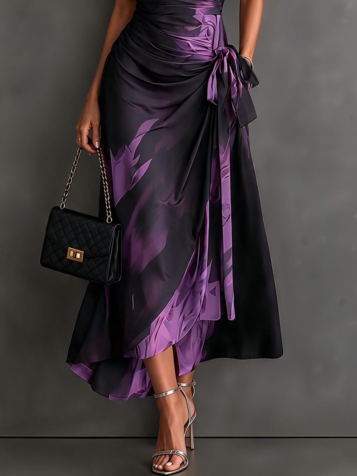Victorine | Gedrucktes Rot und Schwarz Wickelkleid