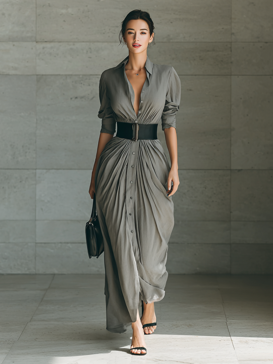 Zéphyrine | Plissierte Lange Robe