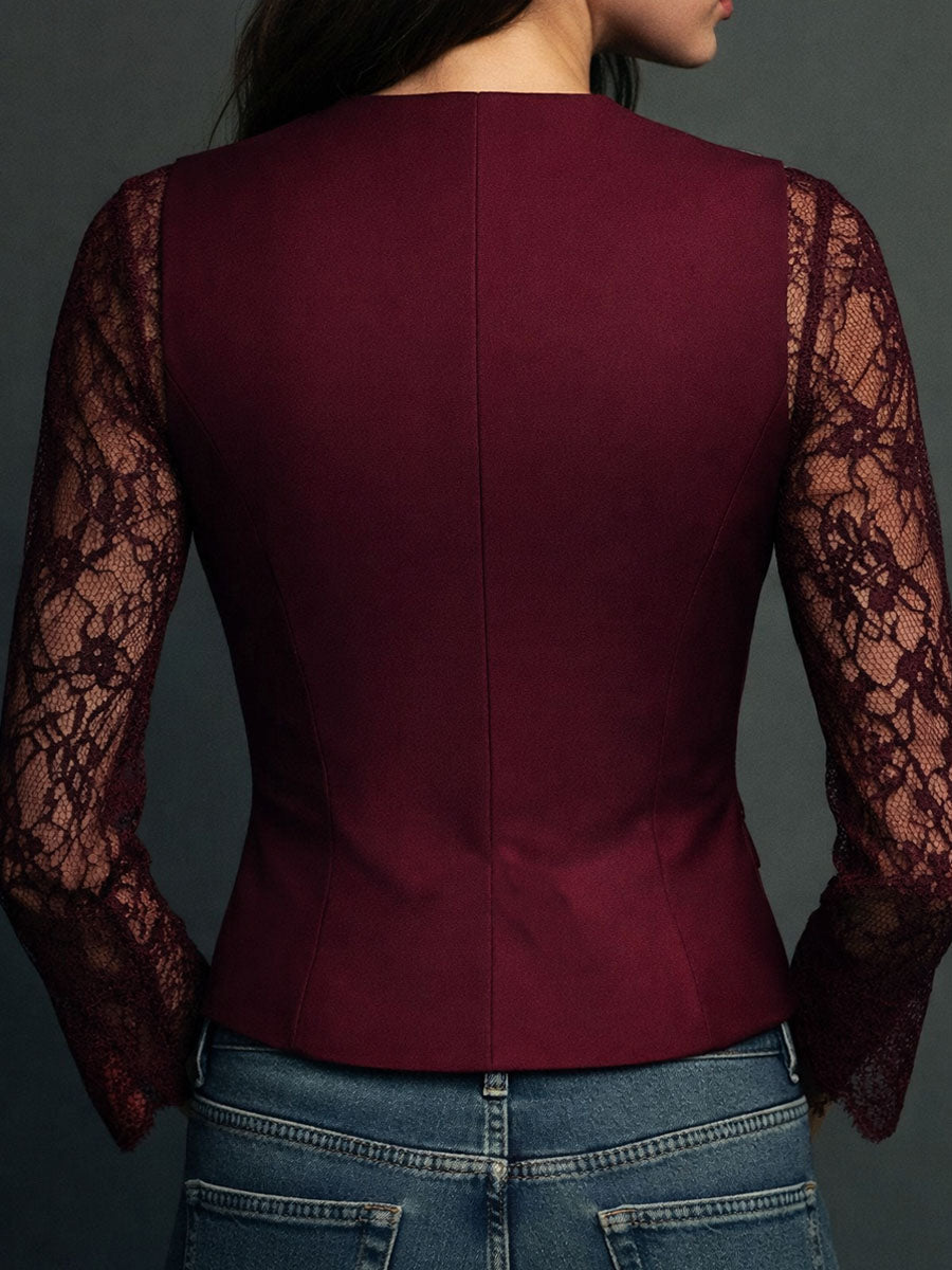 Noémie | Oberes Blazer in Schwarz mit Halbtransparenten Ärmeln