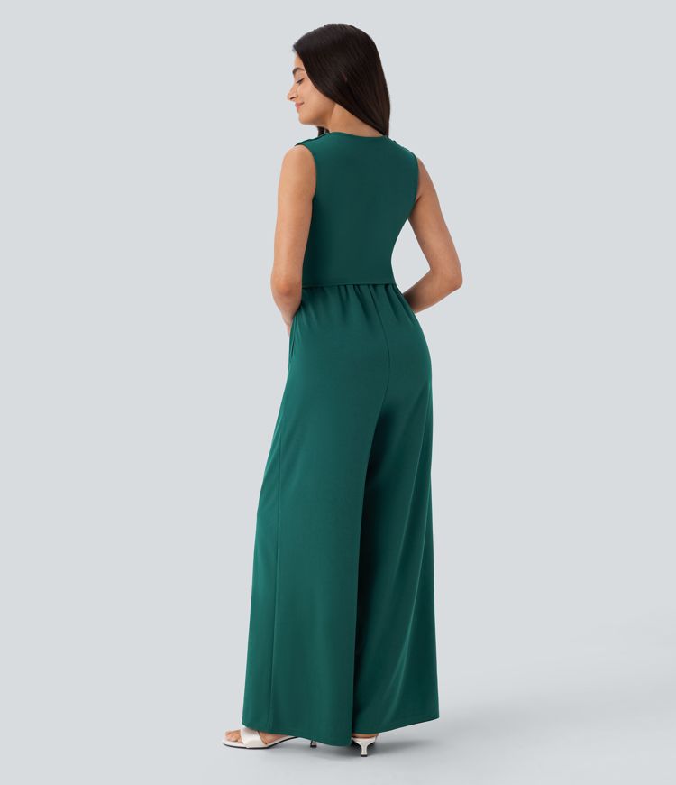 VALERIE – Eleganter Jumpsuit mit V-Ausschnitt und Taschen