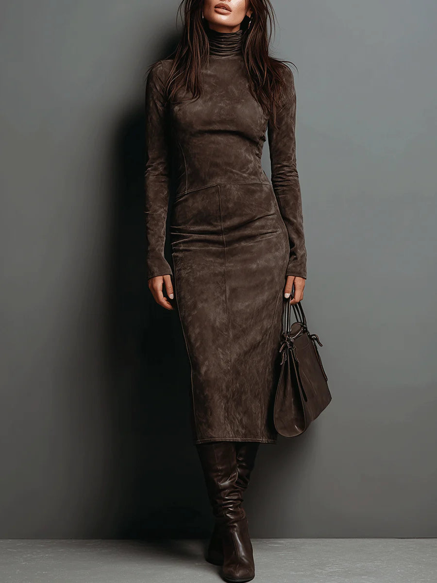 Chelsea | Elegantes Midikleid aus Veloursleder