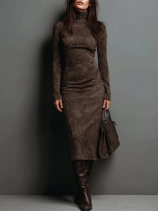 Chelsea | Elegantes Midikleid aus Veloursleder