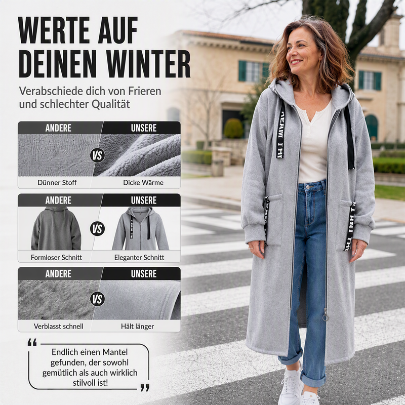 Elisa | Bequemer Oversize-Kapuzenmantel für Damen
