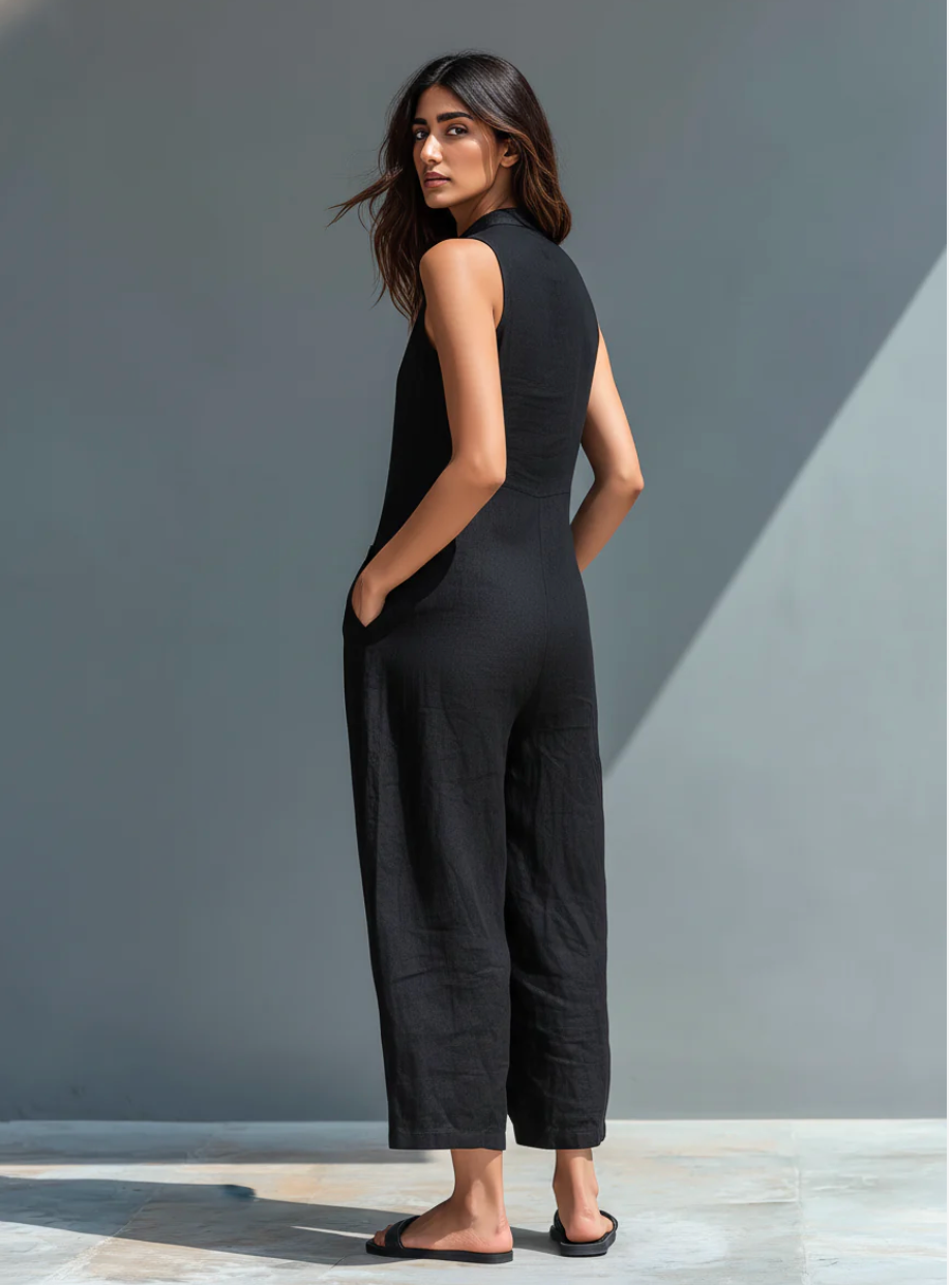 DZIWISŁAWA | Leinen-Jumpsuit mit Knopfleiste