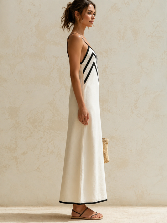 Inma | Maxikleid im Chevron-Muster mit Kontrastkanten