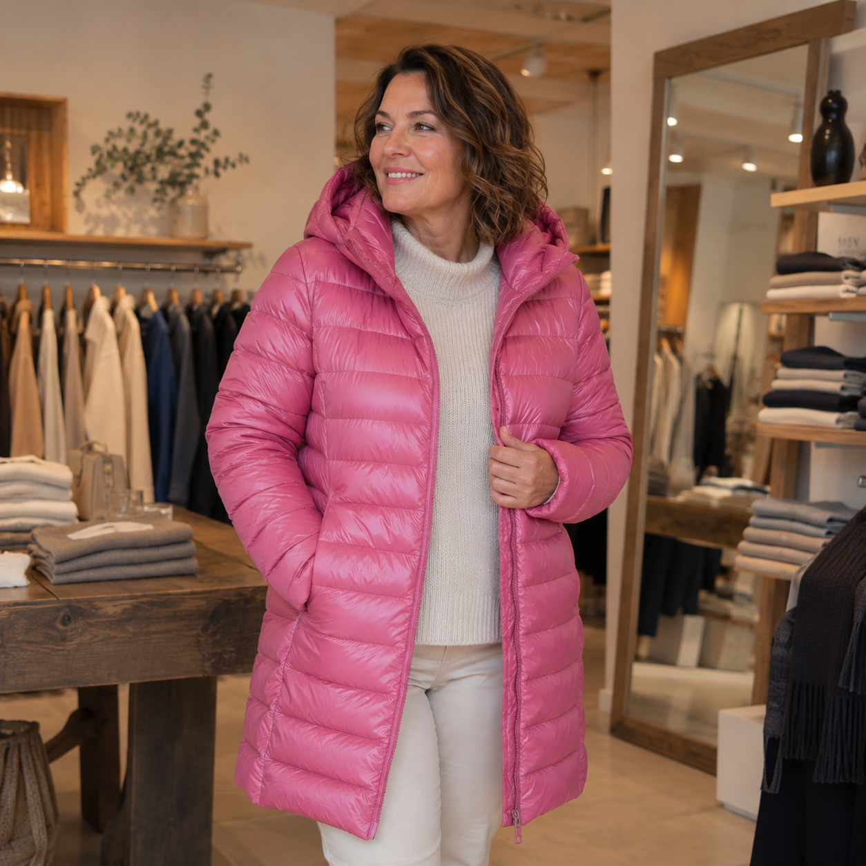 Cecilia | Steppmantel mit Kapuze – Warm, leicht & zeitlos elegant