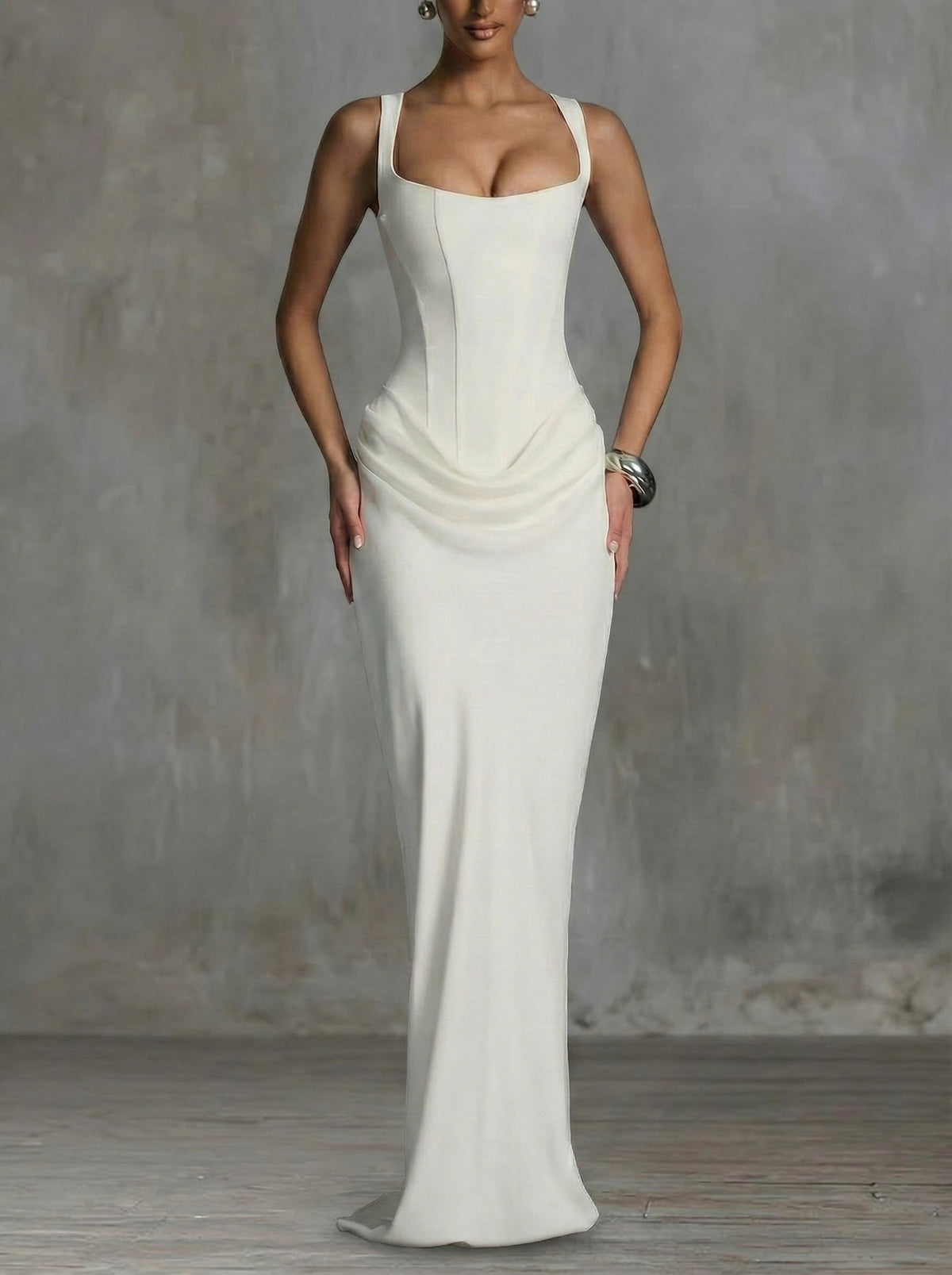 Éléonore | Maxikleid mit quadratischem Ausschnitt