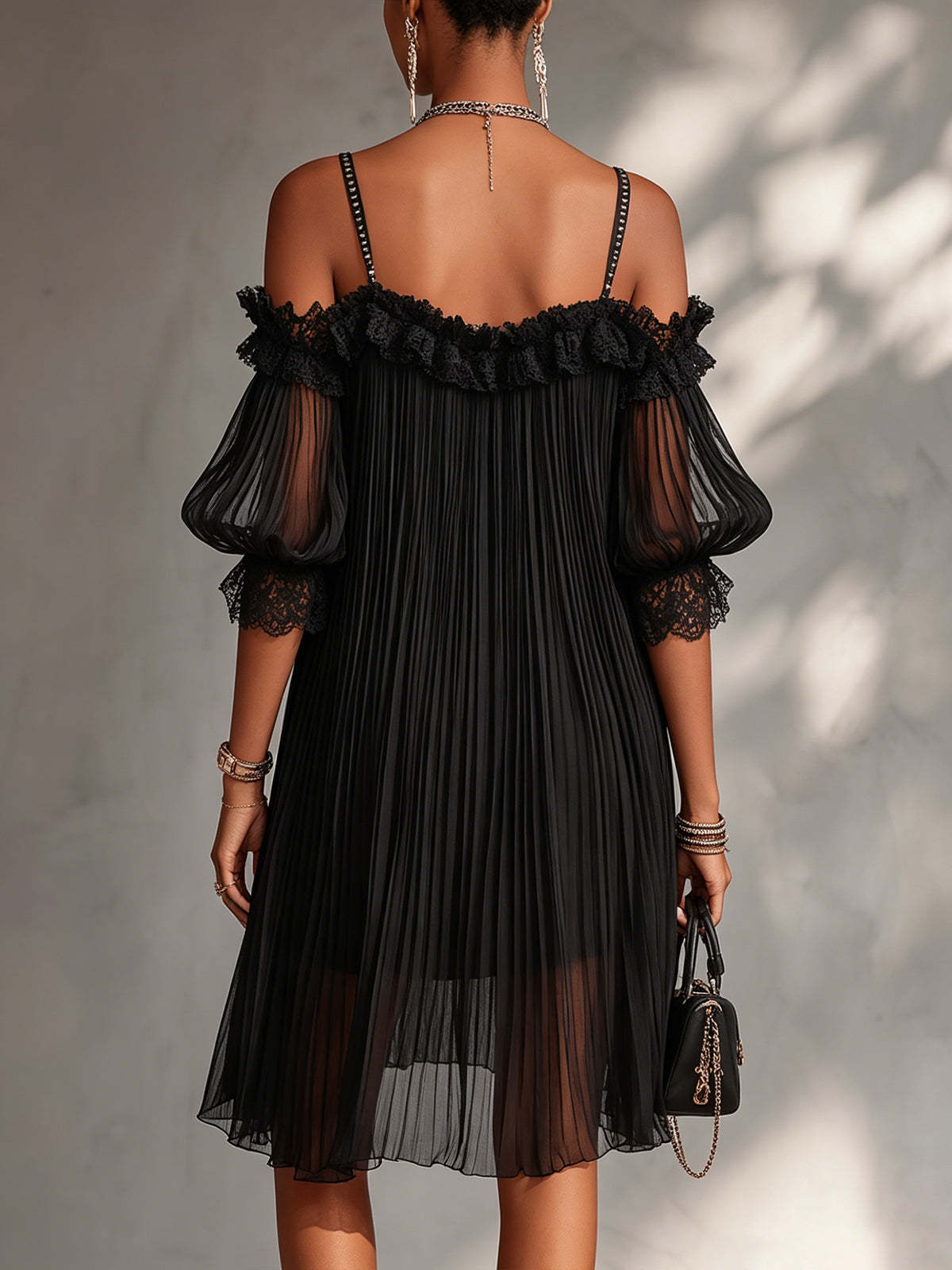 Aurore | Lange Chiffonrobe mit V-Ausschnitt
