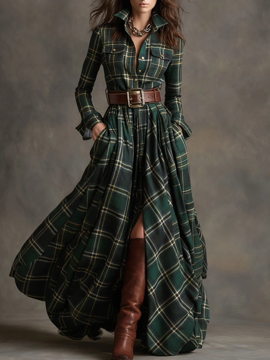 Lucile | Vintage Maxikleid mit Karomuster
