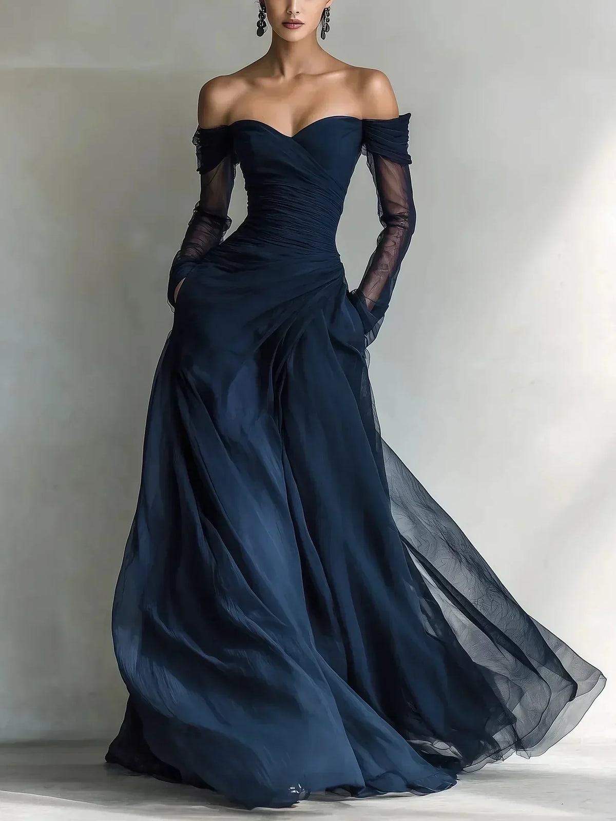 Léonie | Langes, schulterfreies Kleid