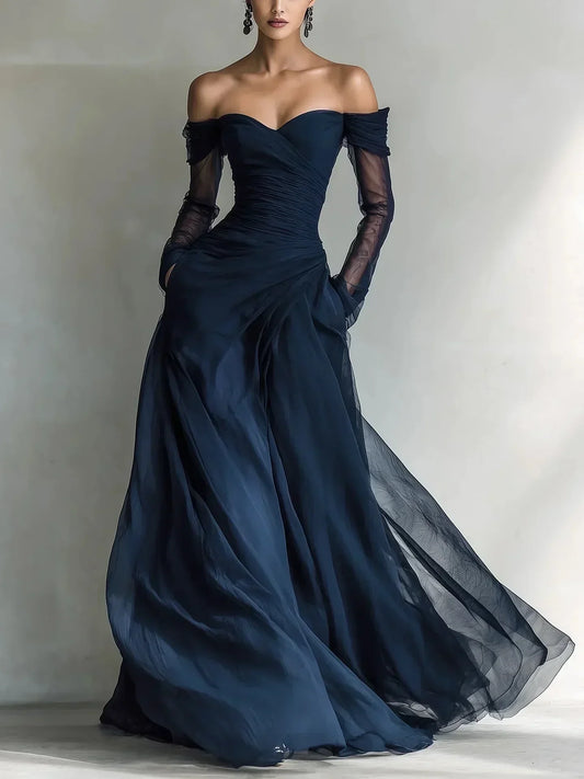 Léonie | Langes, schulterfreies Kleid