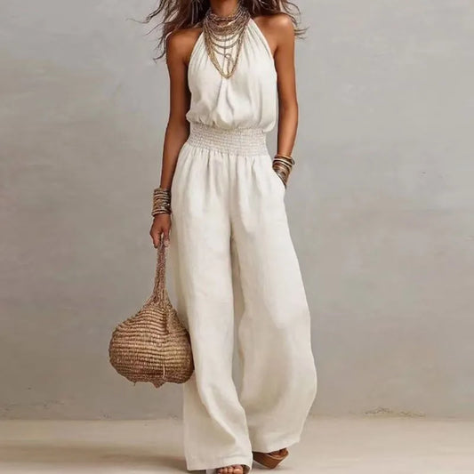 Eleganter Chiffon-Overall | Weites Bein, Hohe Taille