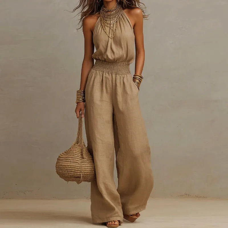 Eleganter Chiffon-Overall | Weites Bein, Hohe Taille