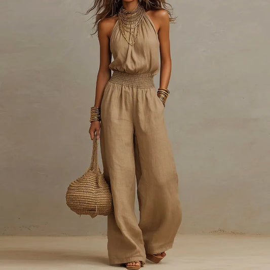 Eleganter Chiffon-Overall | Weites Bein, Hohe Taille