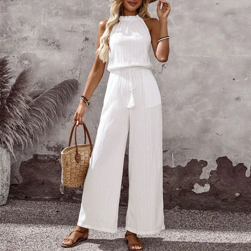 LENA – Eleganter Jumpsuit mit weitem Bein und Spitzendetails